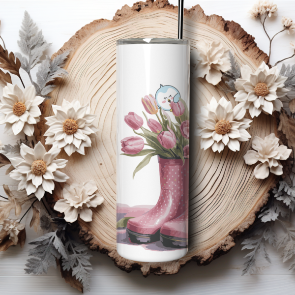 hello spring tulips and rain boots kaiomisaki tumbler wrap