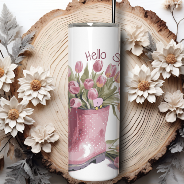 hello spring tulips and rain boots kaiomisaki tumbler wrap