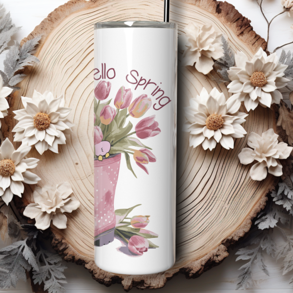 hello spring tulips and rain boots kaiomisaki tumbler wrap