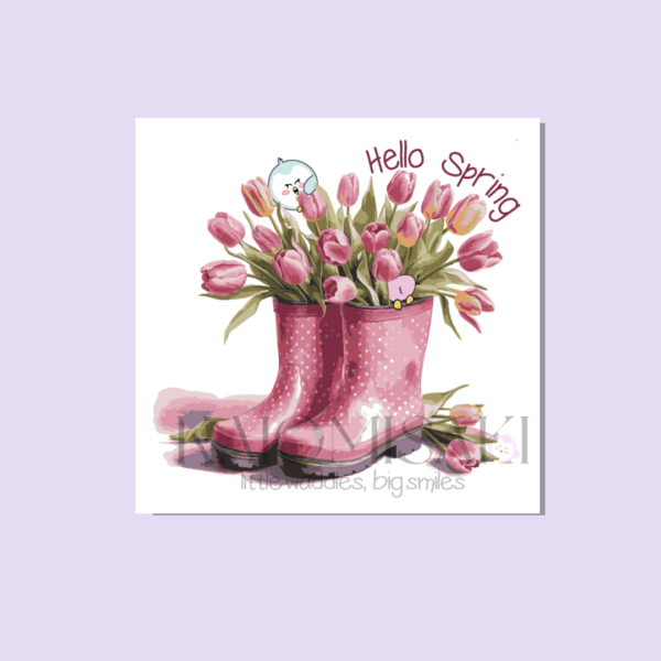 hello spring tulips and rain boots kaiomisaki tumbler wrap